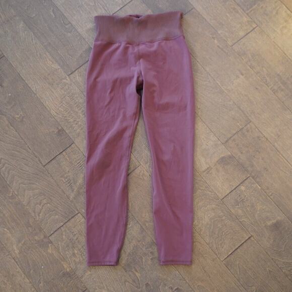 Vuori Yoga Leggings Women's Ribbed Terracotta Mauve High Waisted Athletic Fit - Picture 5 of 8